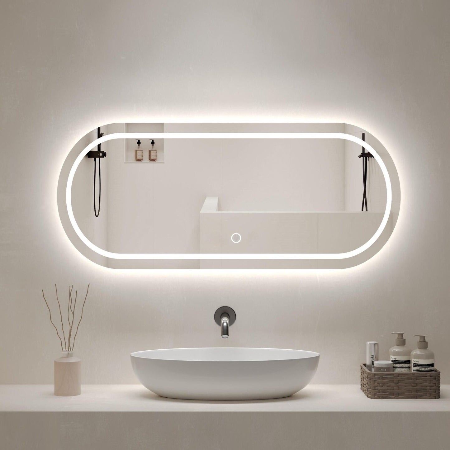 Espejo LED Ovalado Largo