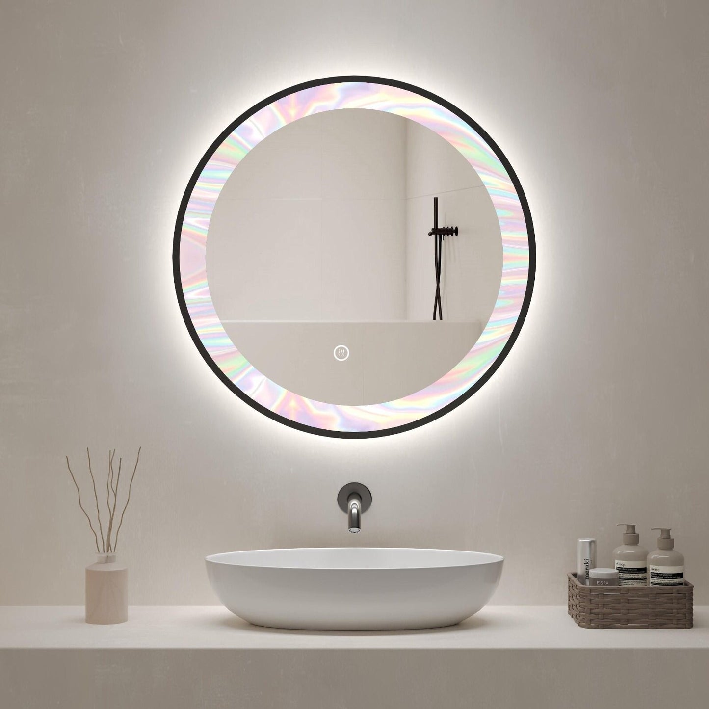 Espejo LED Circular color marco Negro