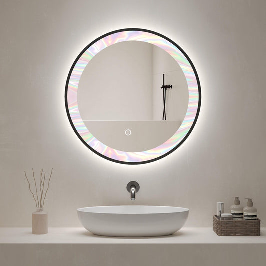 Espejo LED Circular color marco Negro